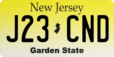 NJ license plate J23CND