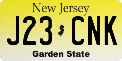 NJ license plate J23CNK