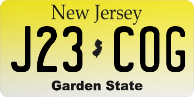 NJ license plate J23COG