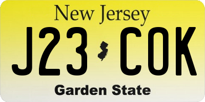 NJ license plate J23COK