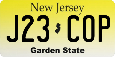NJ license plate J23COP