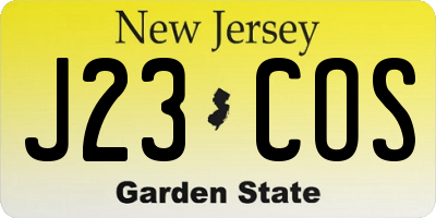 NJ license plate J23COS