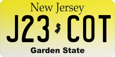 NJ license plate J23COT
