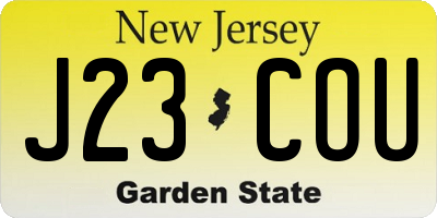 NJ license plate J23COU