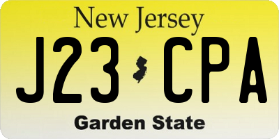 NJ license plate J23CPA