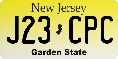 NJ license plate J23CPC