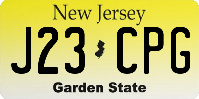 NJ license plate J23CPG