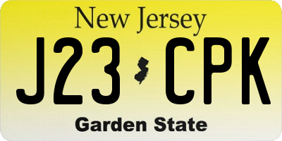NJ license plate J23CPK