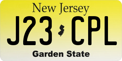 NJ license plate J23CPL