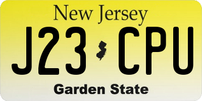 NJ license plate J23CPU
