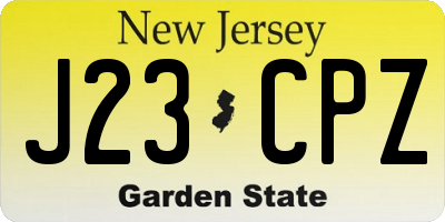 NJ license plate J23CPZ