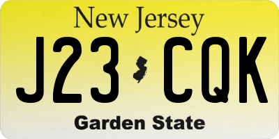 NJ license plate J23CQK
