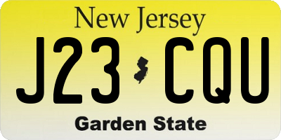 NJ license plate J23CQU
