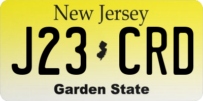NJ license plate J23CRD