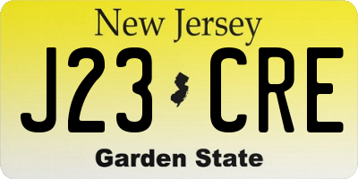 NJ license plate J23CRE