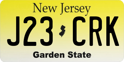 NJ license plate J23CRK