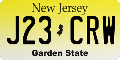 NJ license plate J23CRW