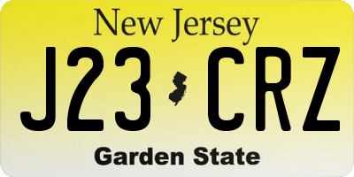 NJ license plate J23CRZ