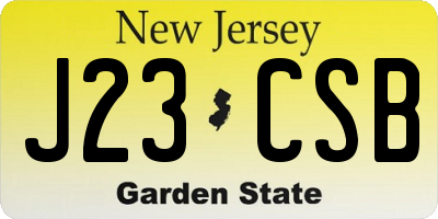 NJ license plate J23CSB