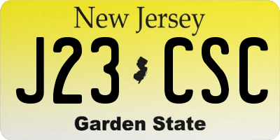 NJ license plate J23CSC