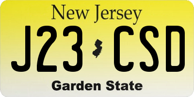 NJ license plate J23CSD