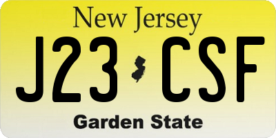NJ license plate J23CSF