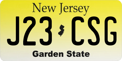 NJ license plate J23CSG