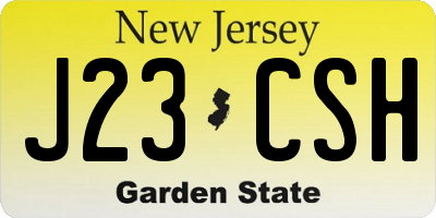 NJ license plate J23CSH