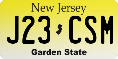 NJ license plate J23CSM