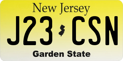 NJ license plate J23CSN
