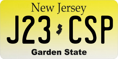 NJ license plate J23CSP