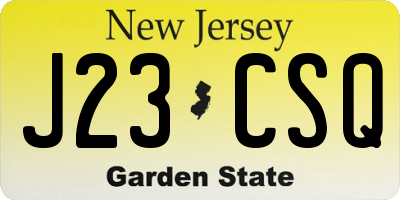 NJ license plate J23CSQ