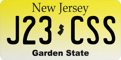 NJ license plate J23CSS