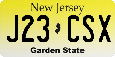 NJ license plate J23CSX