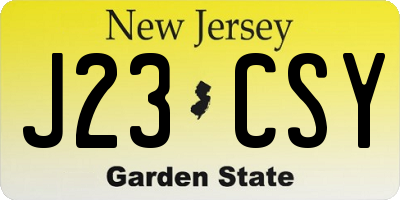 NJ license plate J23CSY
