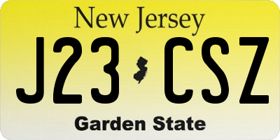 NJ license plate J23CSZ