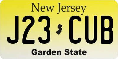 NJ license plate J23CUB