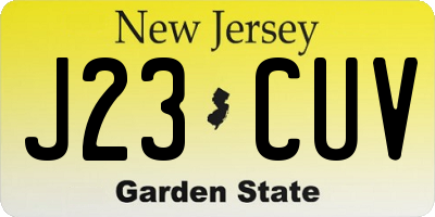 NJ license plate J23CUV