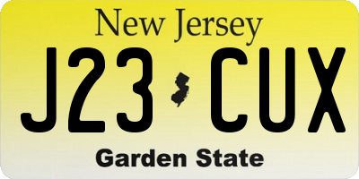 NJ license plate J23CUX