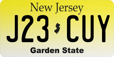 NJ license plate J23CUY