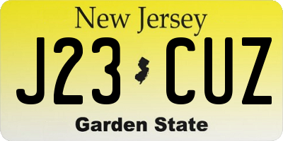 NJ license plate J23CUZ
