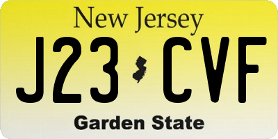 NJ license plate J23CVF