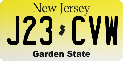 NJ license plate J23CVW
