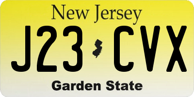 NJ license plate J23CVX