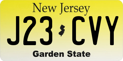 NJ license plate J23CVY