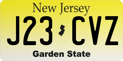 NJ license plate J23CVZ