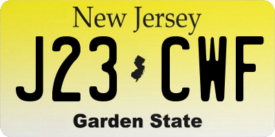 NJ license plate J23CWF