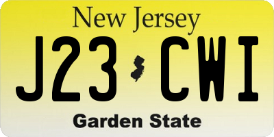 NJ license plate J23CWI