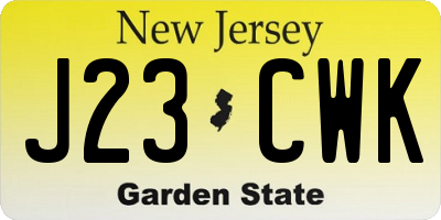 NJ license plate J23CWK