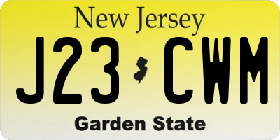 NJ license plate J23CWM